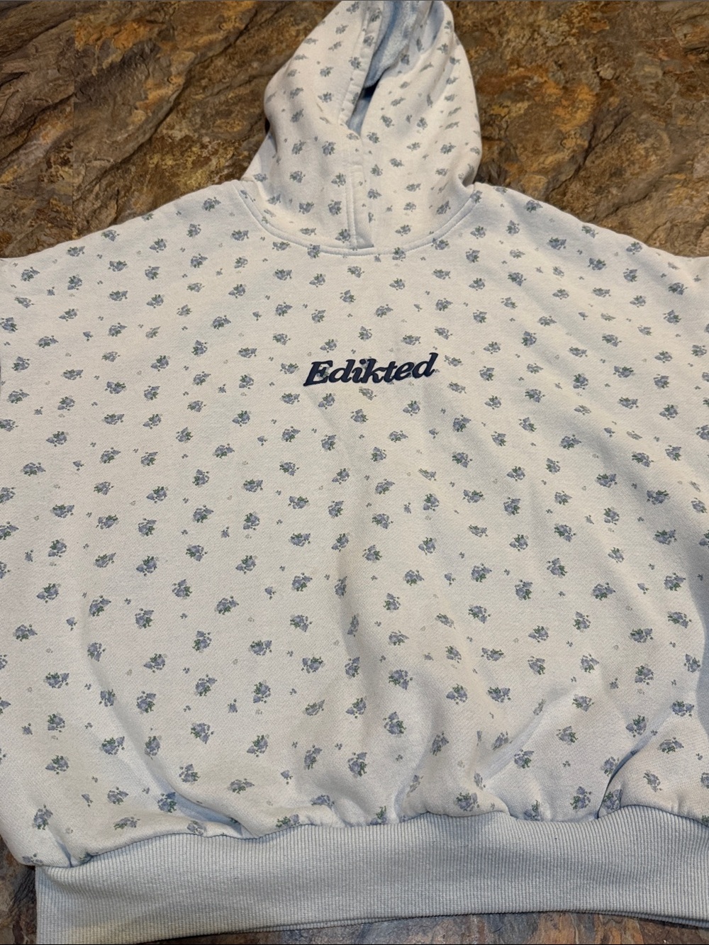 Edikted Pastel Blue Mini Floral Hoodie Womens size XS - Picture 4 of 10